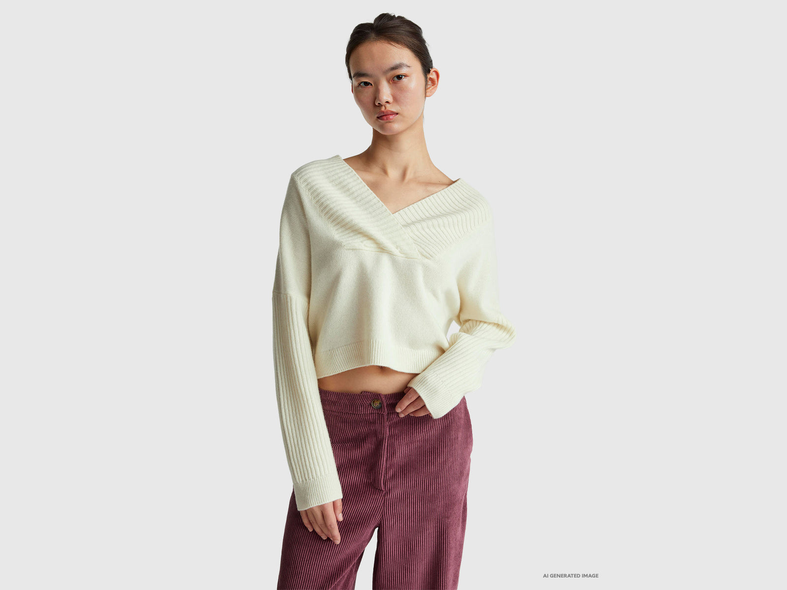 Camisola boxy fit com decote em V - ucb_image_F