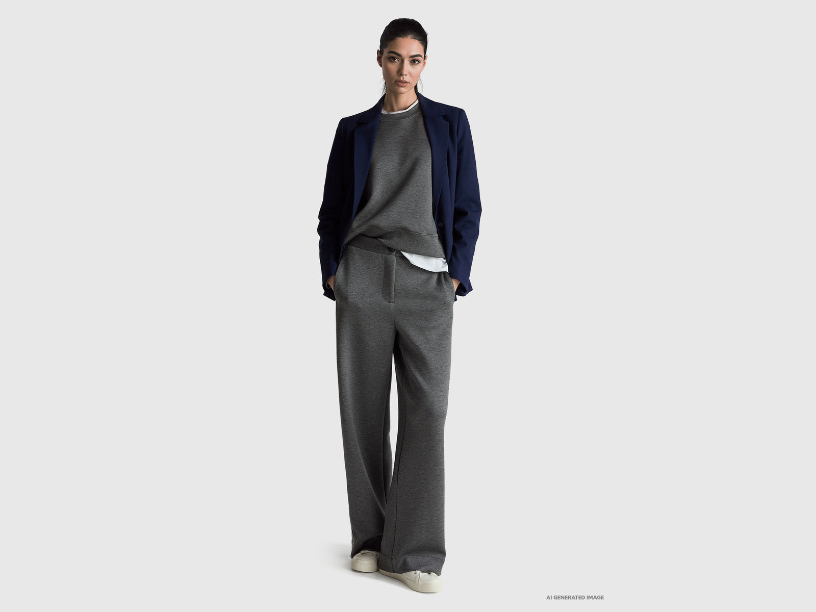 Wide trousers with side stripes