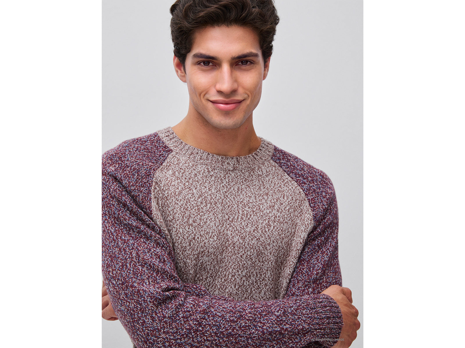 Color block sweater in wool blend