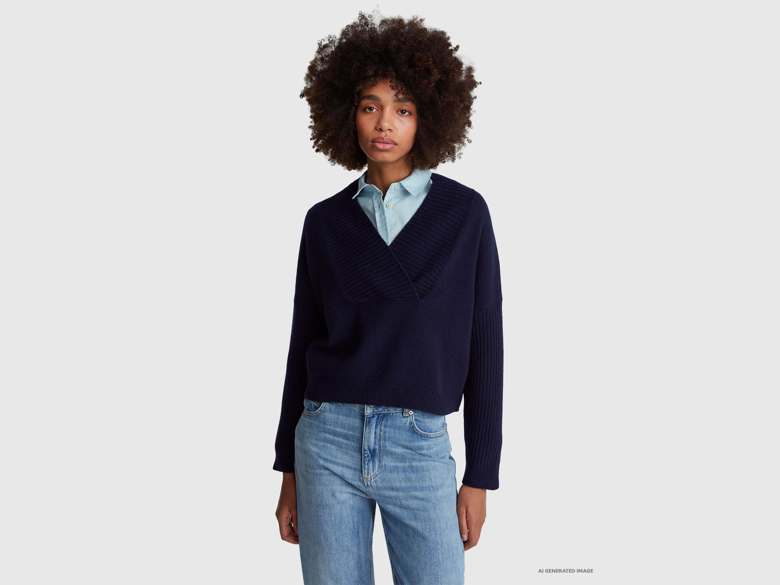 Camisola boxy fit com decote em V - ucb_image_F