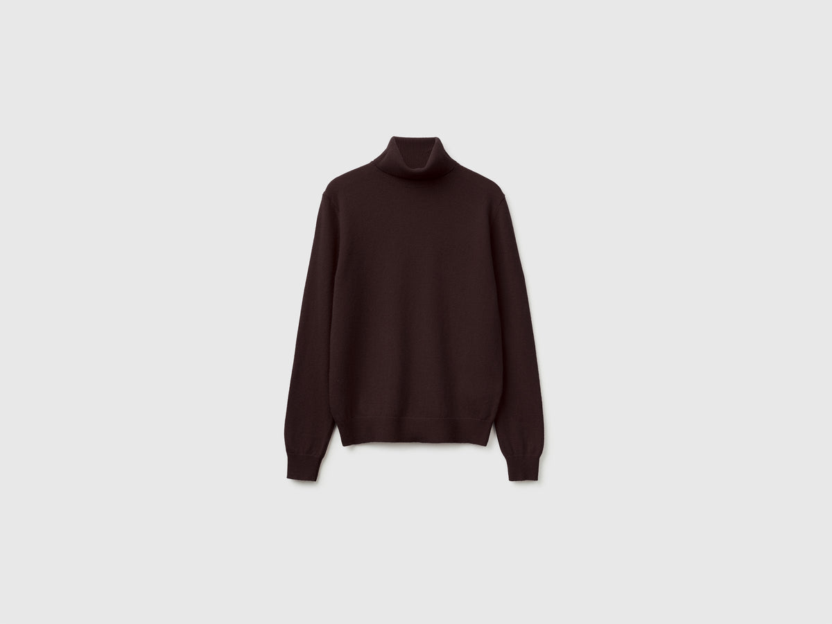 Camisola de gola alta chocolate em pura lã Merino - ucb_image_FS