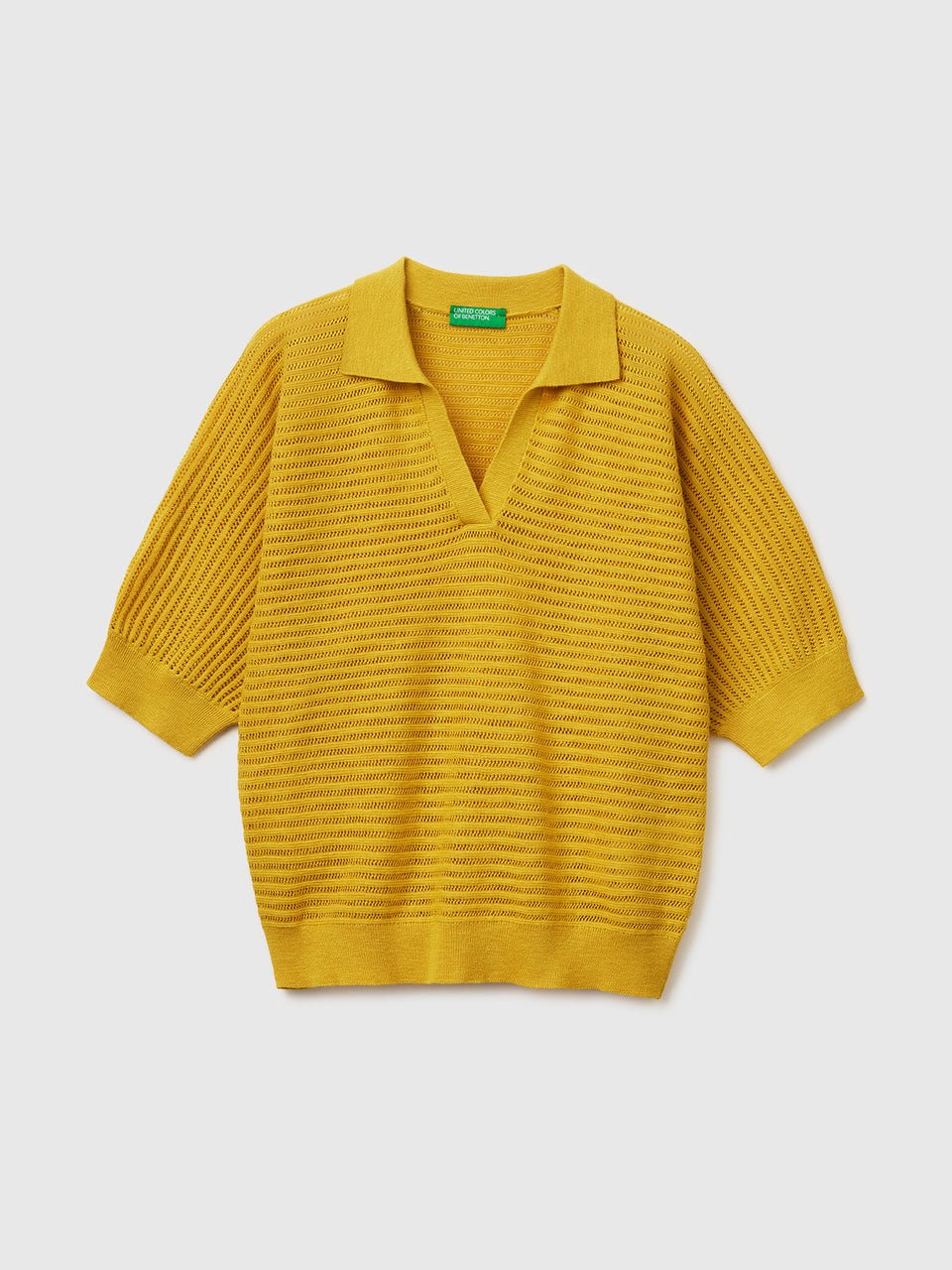 Perforated polo shirt in linen blend - ucb_image_FS