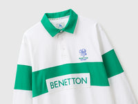 Polo branco e verde Benetton Rugby 100% algodão - ucb_image_FY