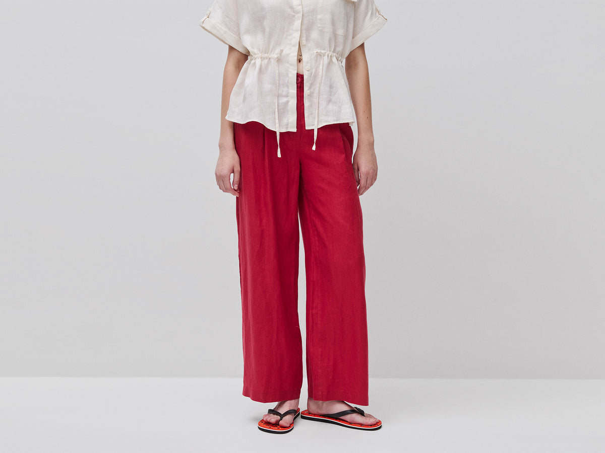 Calças de cintura subida em linho puro - ucb_image_F