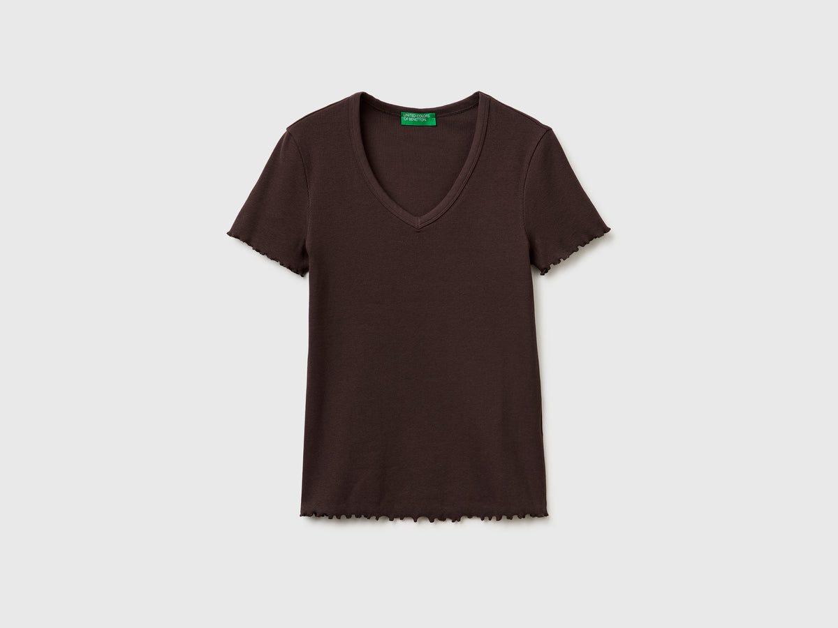 T-shirt decote em V canelado - ucb_image_FS