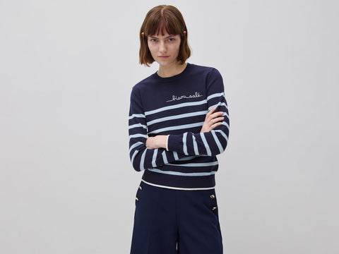 Camisola às riscas com texto bordado - ucb_image_F
