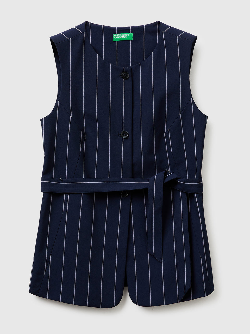 Long pinstriped waistcoat with belt - ucb_image_FS