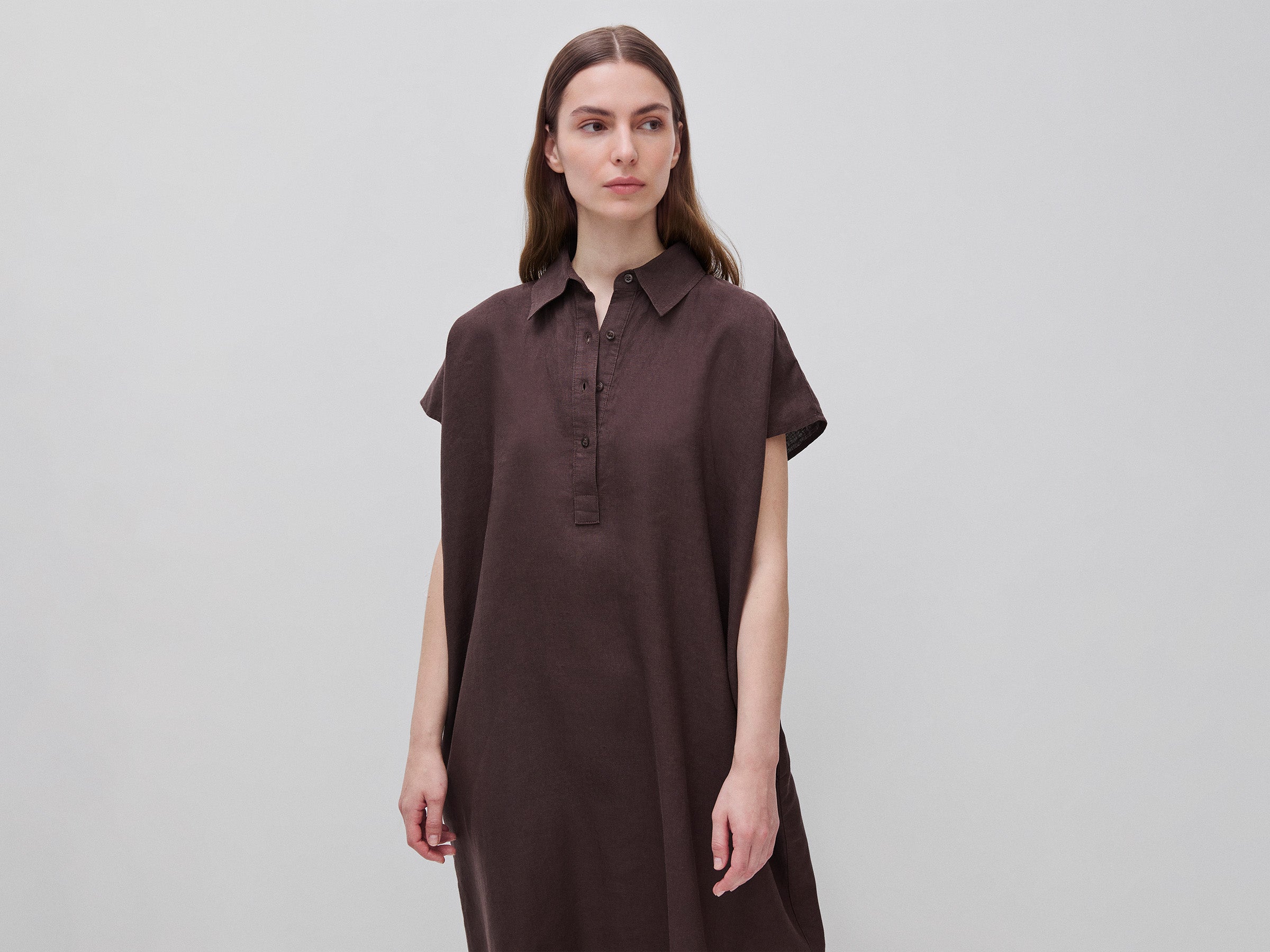 Pure linen midi dress