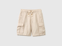 Linen blend cargo Bermuda shorts - ucb_image_FS