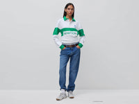 Polo branco e verde Benetton Rugby 100% algodão - ucb_image_F
