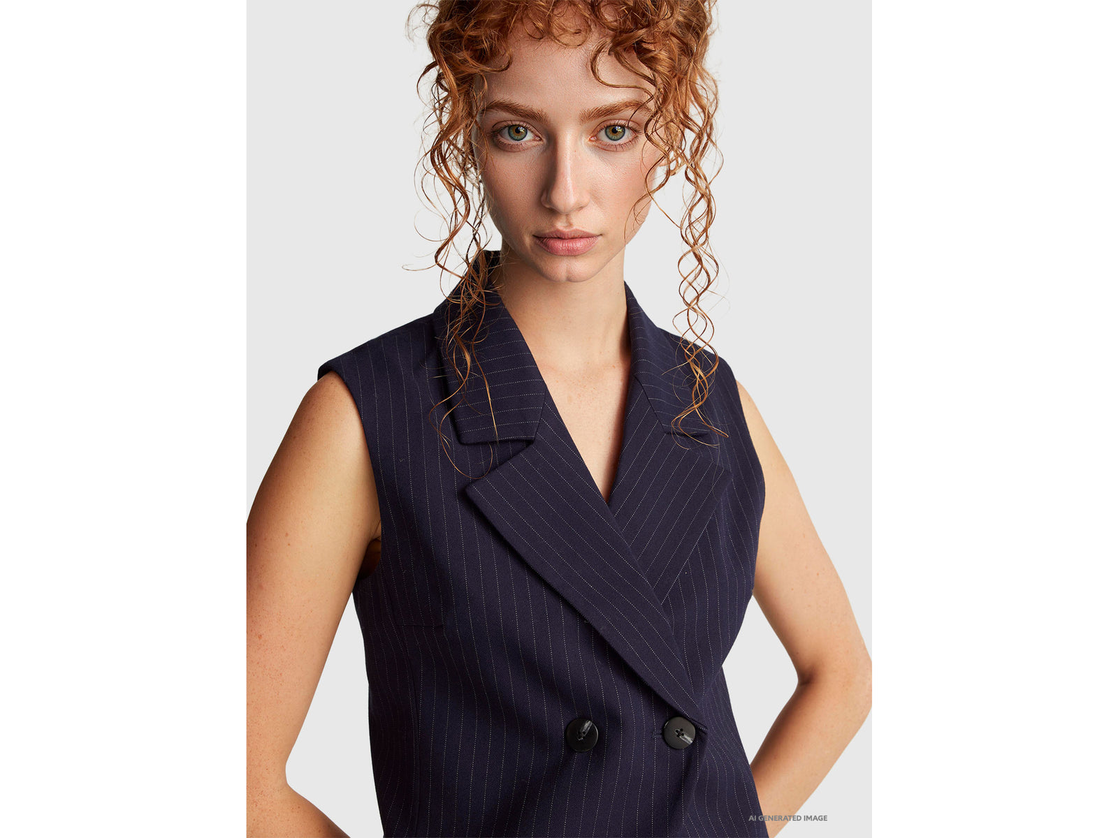 Double-breasted pinstripe vest