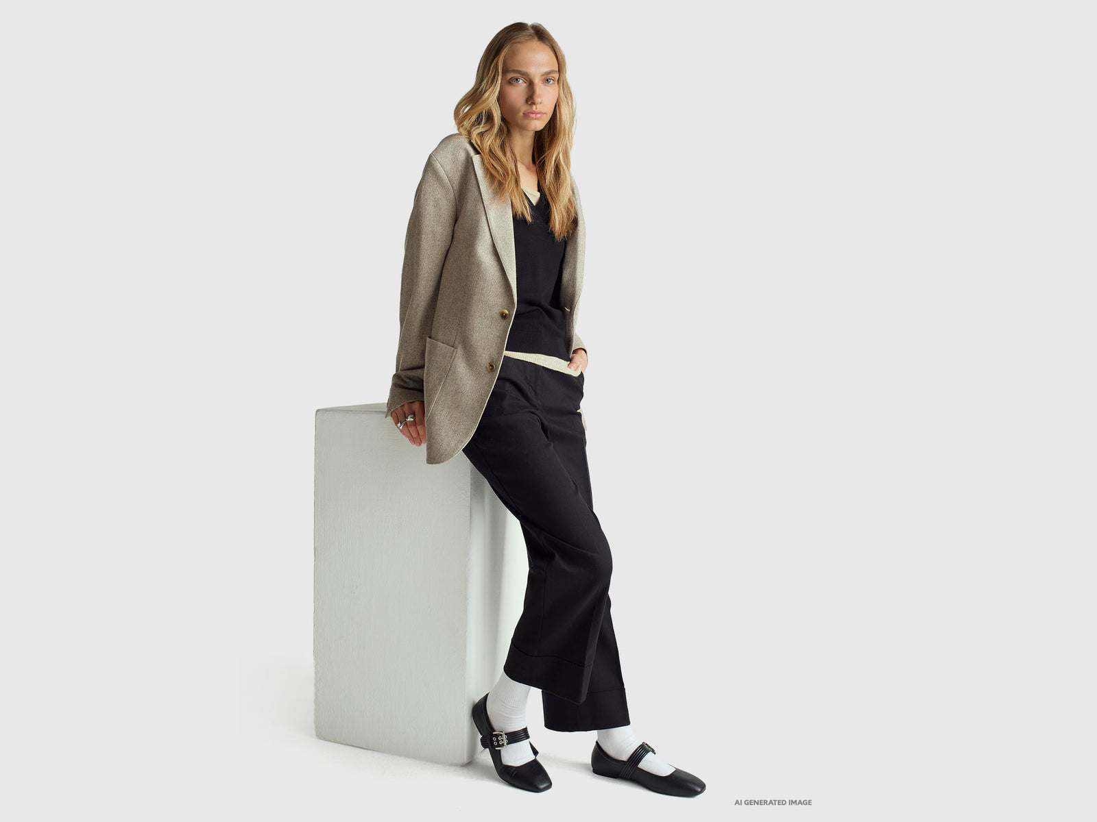 Straight trousers with turn-up