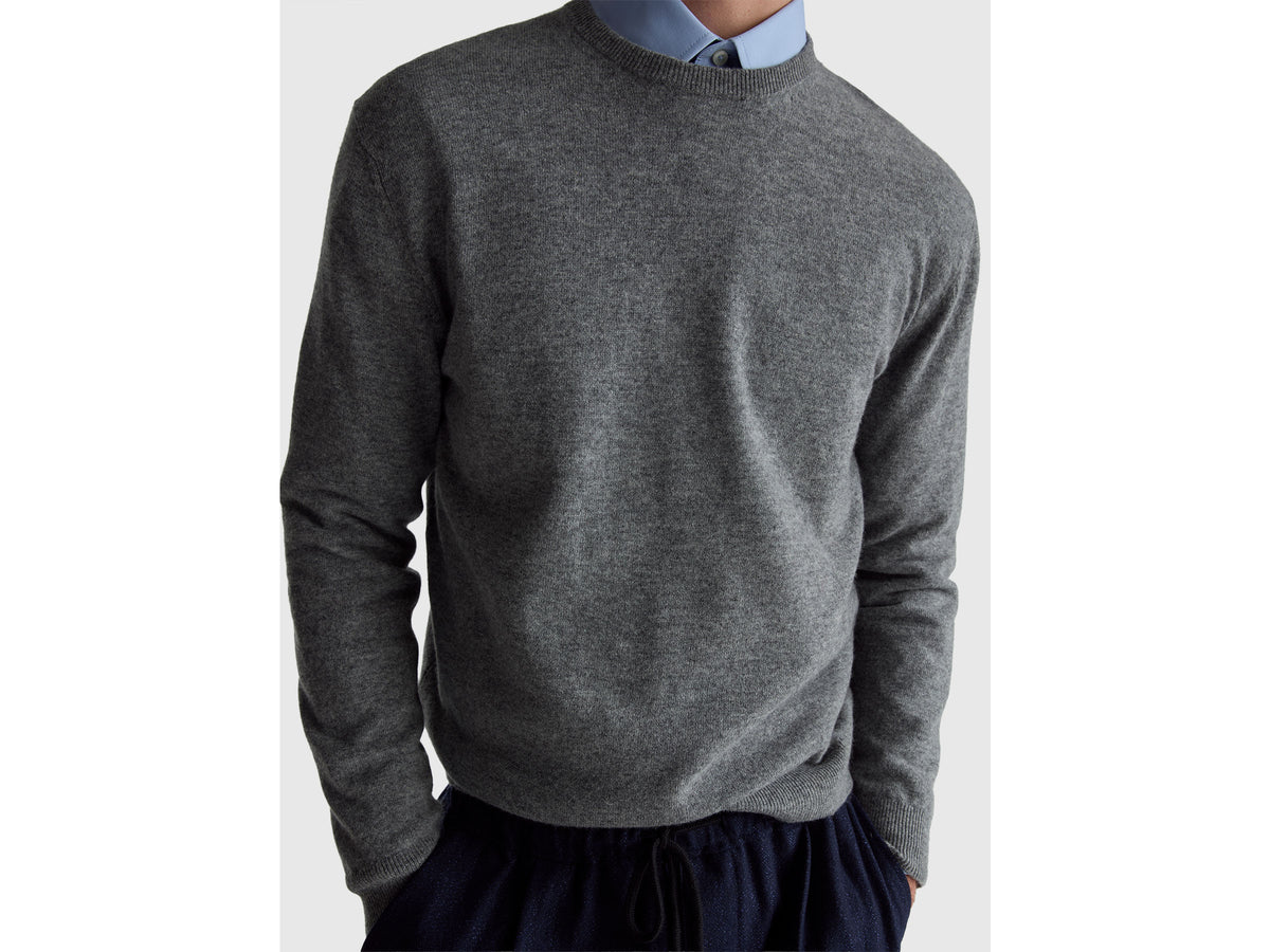 Gray sweater in pure Merino wool