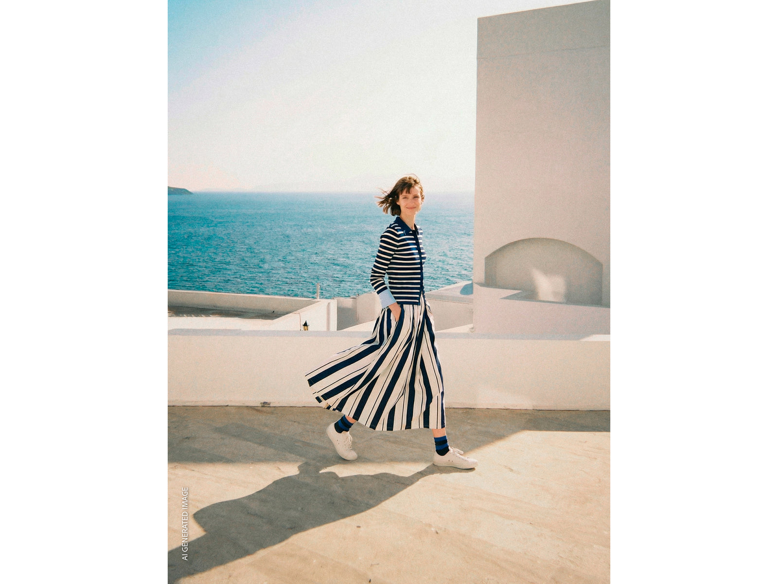 Striped satin midi skirt