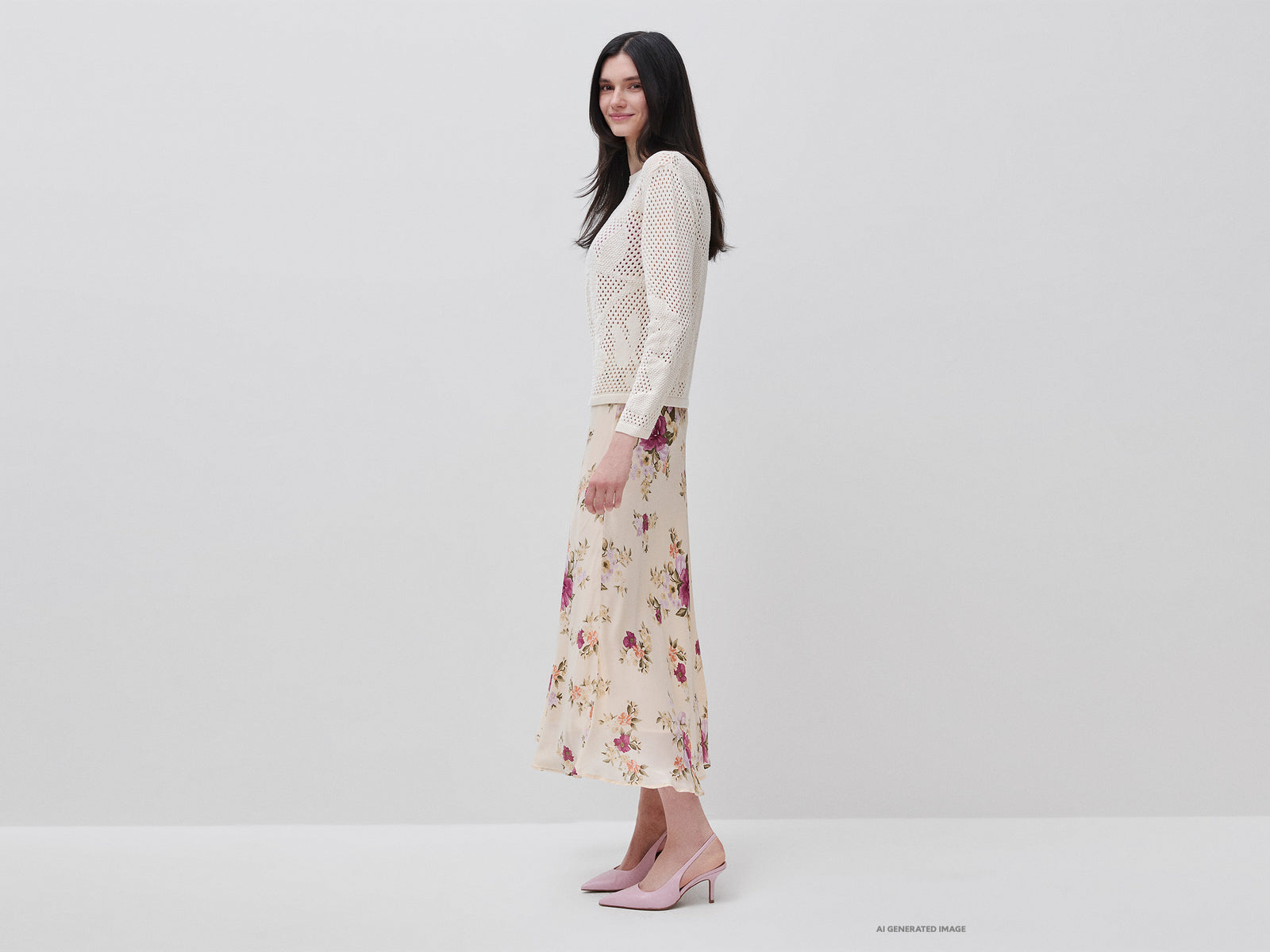 Flowing floral skirt
