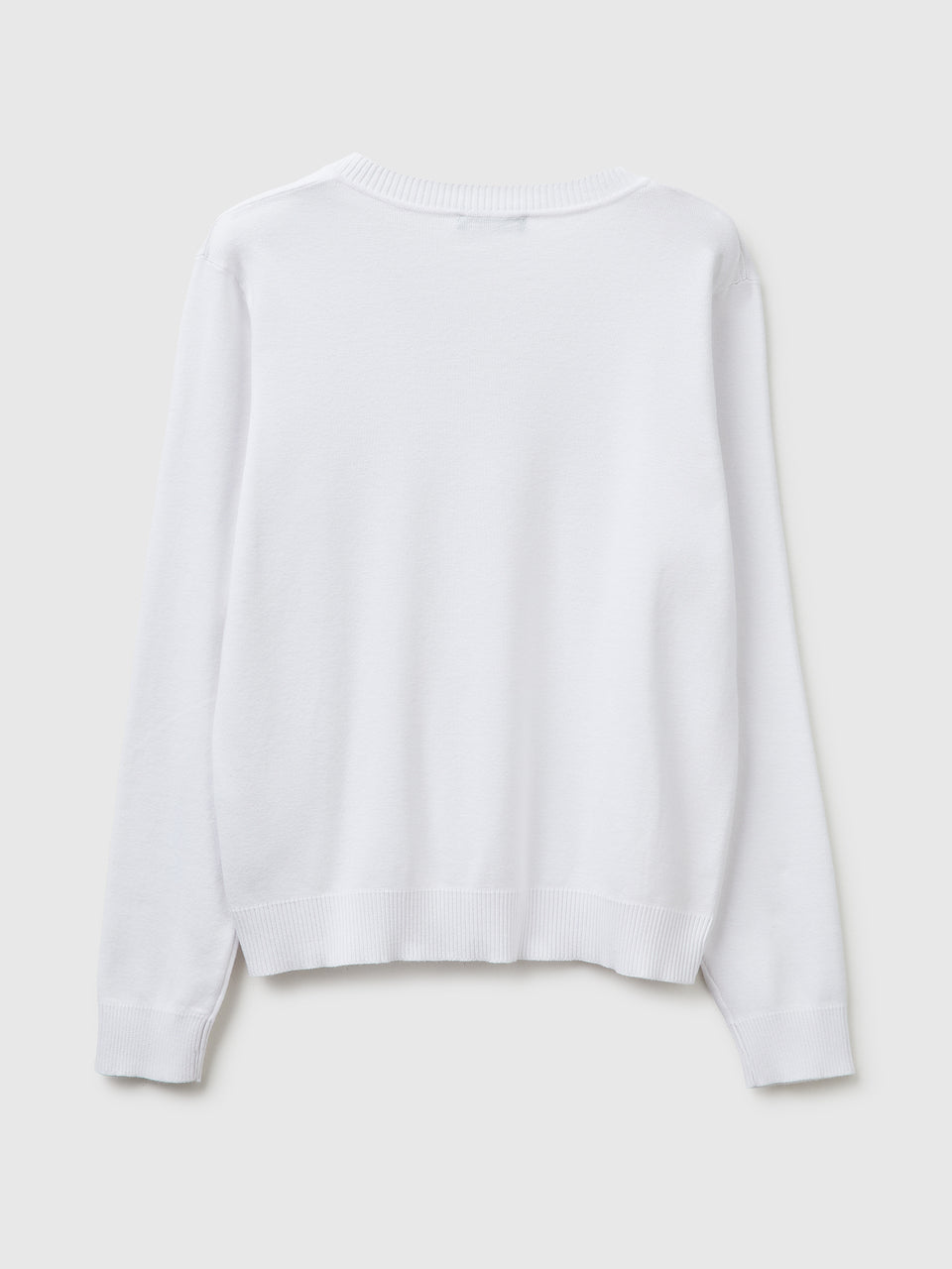 White V-neck sweater in tricot cotton - ucb_image_BS