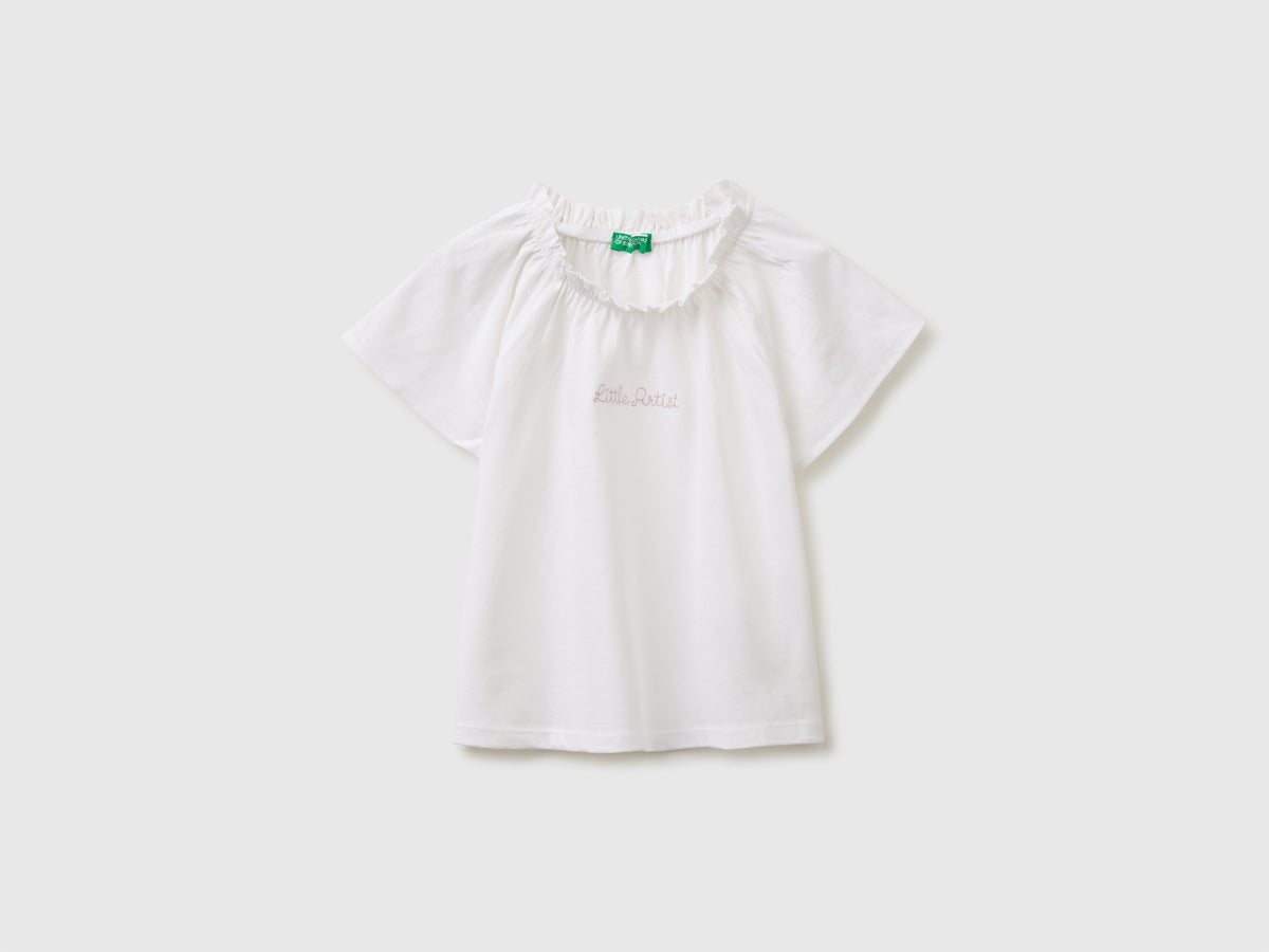 Linen blend ruffle neck T-shirt - ucb_image_FS