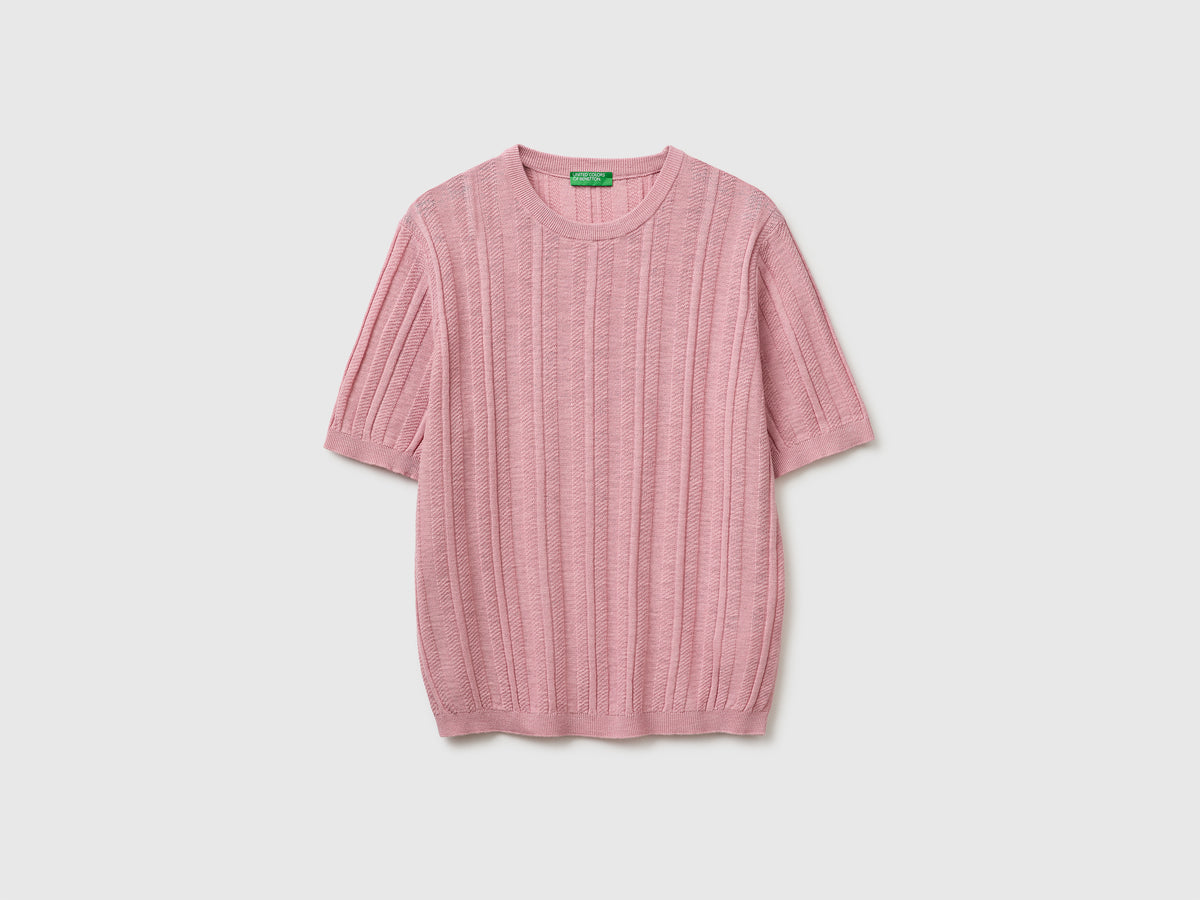 Short-sleeved linen blend sweater - ucb_image_FS