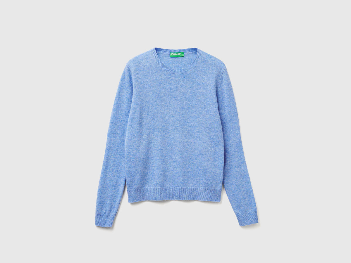 Camisola de gola redonda azul-claro em lã Merino - ucb_image_FS