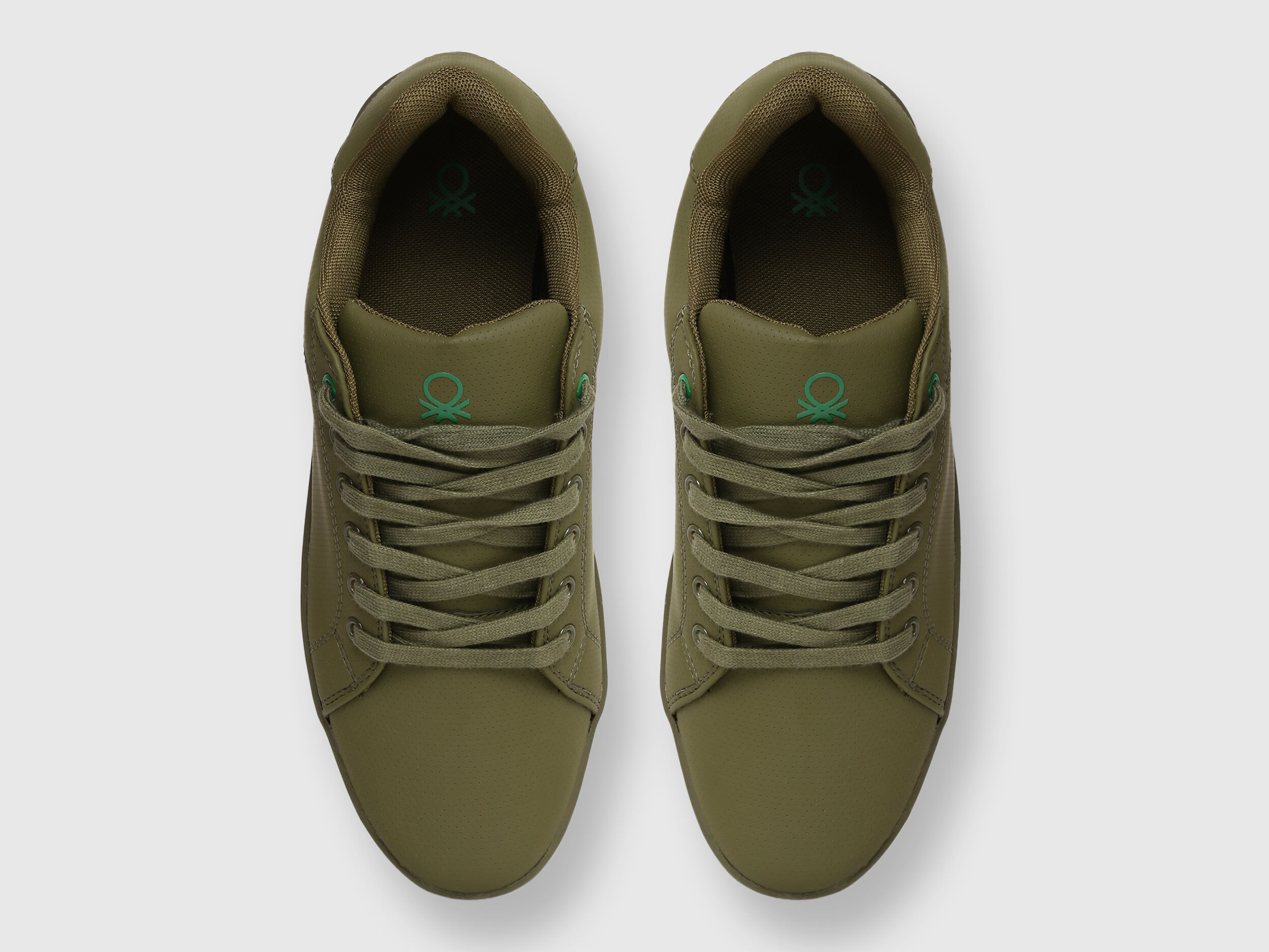 Benetton Olive Leather Imitation Sneakers Verde Benetton