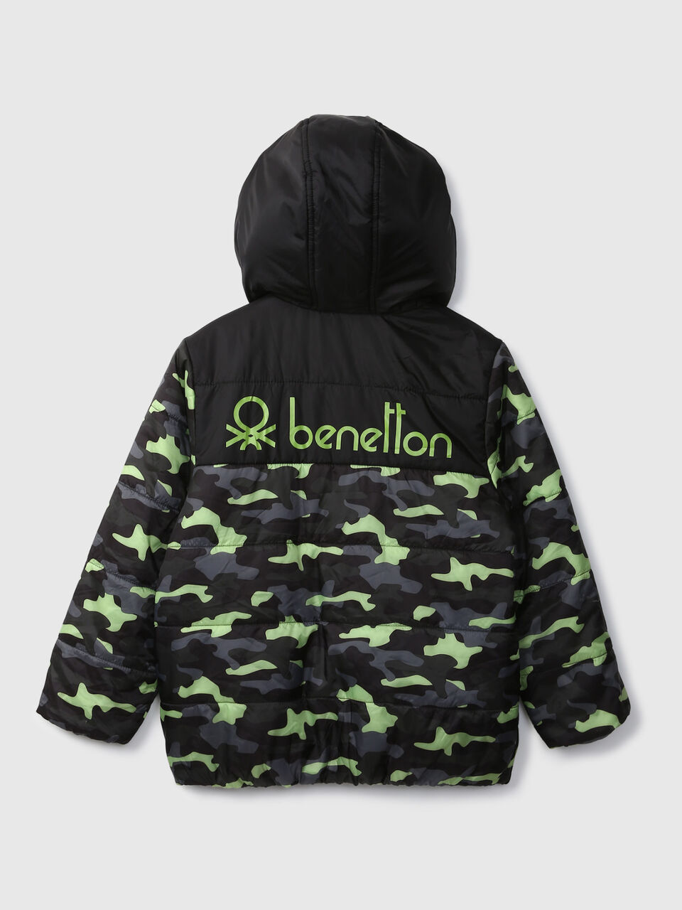 CAMO JACKET WITH HOOD & BENETTON PRINT image number 2