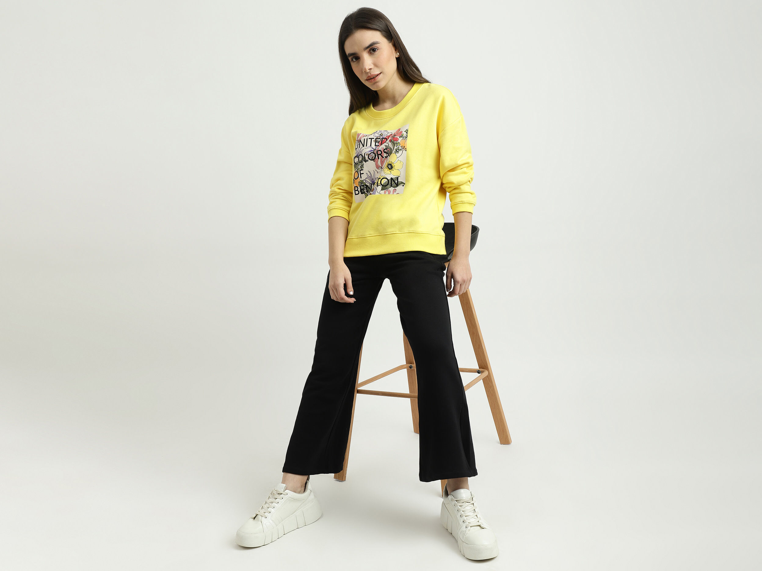 United colors of benetton yellow sweatshirt new arrivals