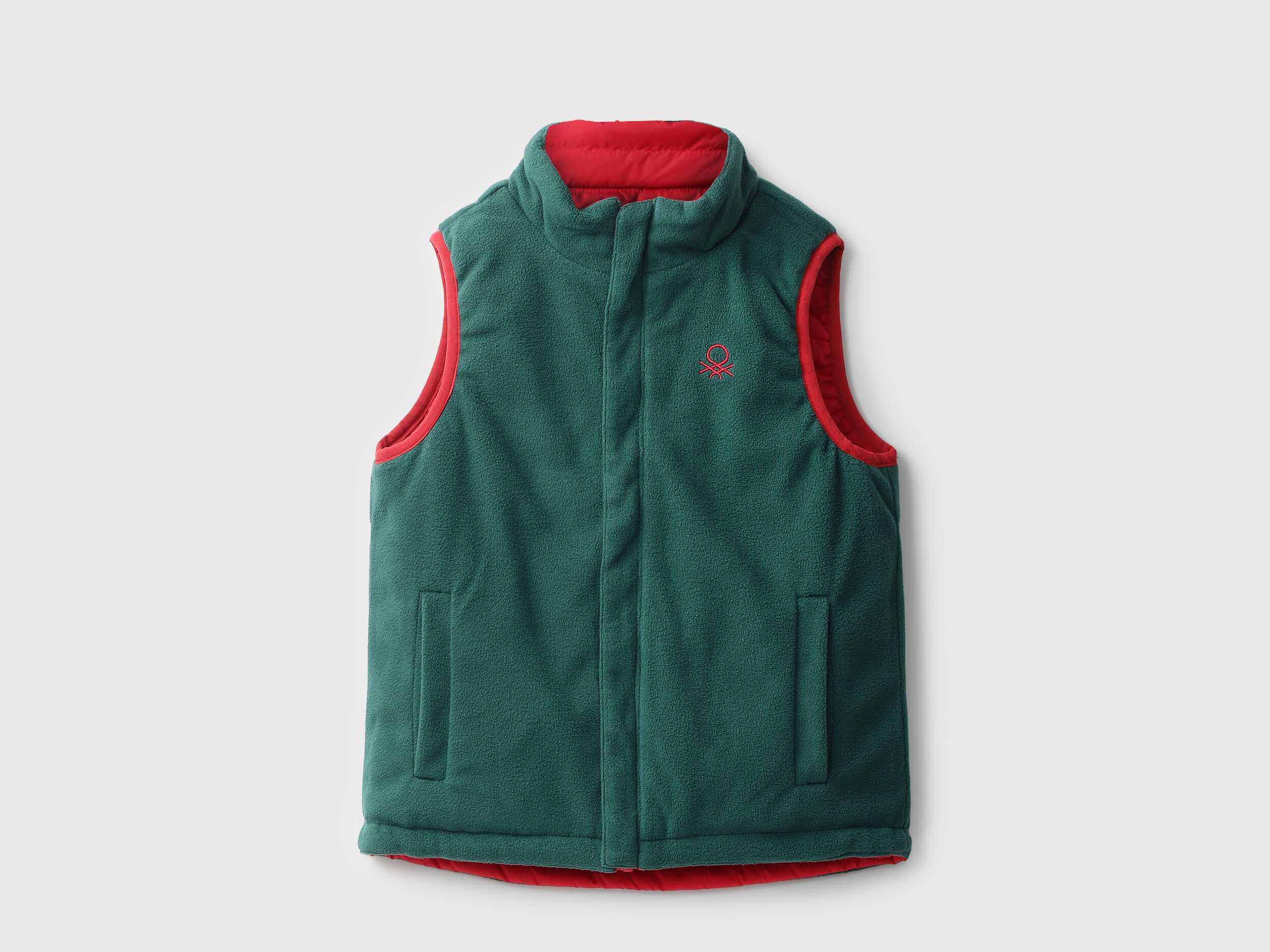 Unisex Quilted Reversible High Neck Jacket Rojo Benetton