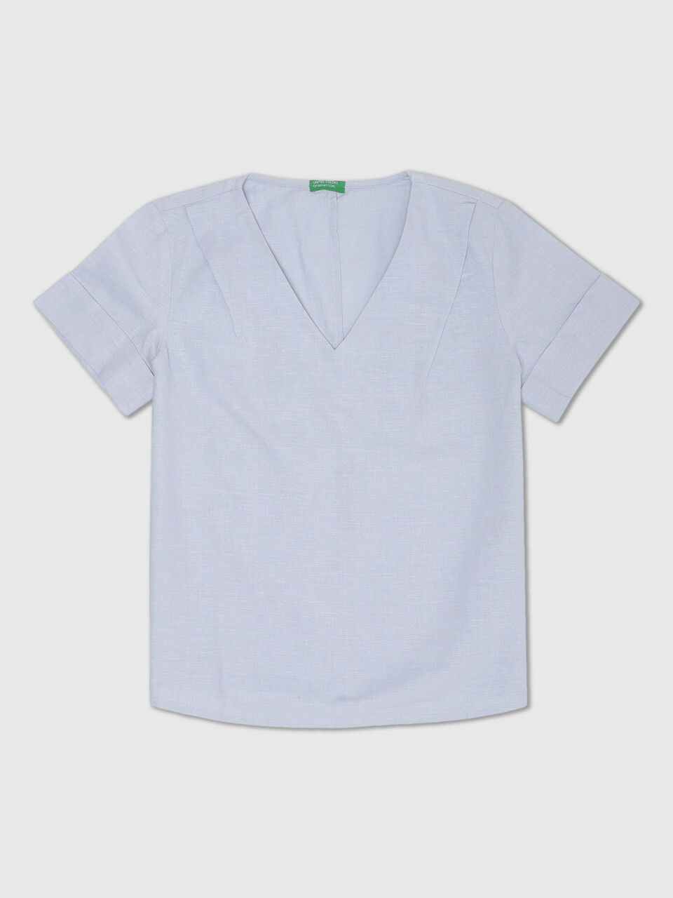 Short Sleeve V Neck A Line Linen Top image number 1