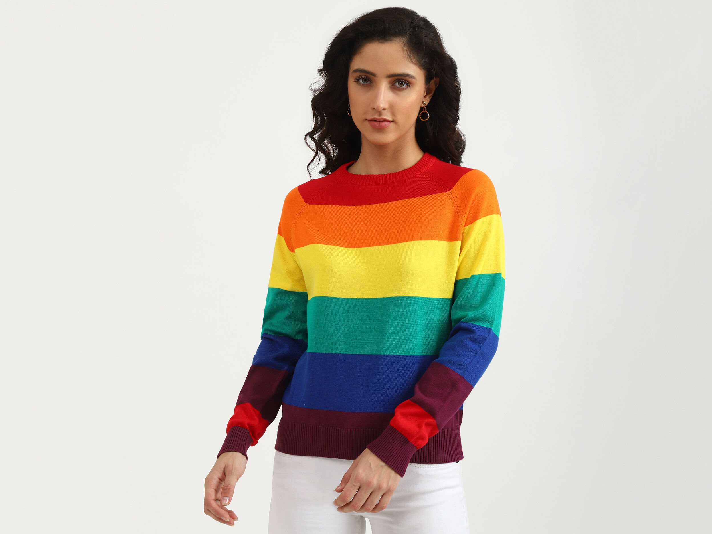 Multi coloured striped jumper womens shop