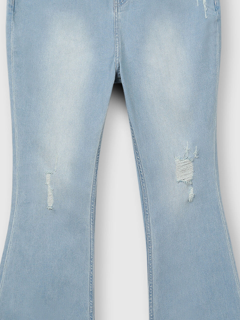 Cotton Jeans with Cropped Boot Cut and Damage image number null