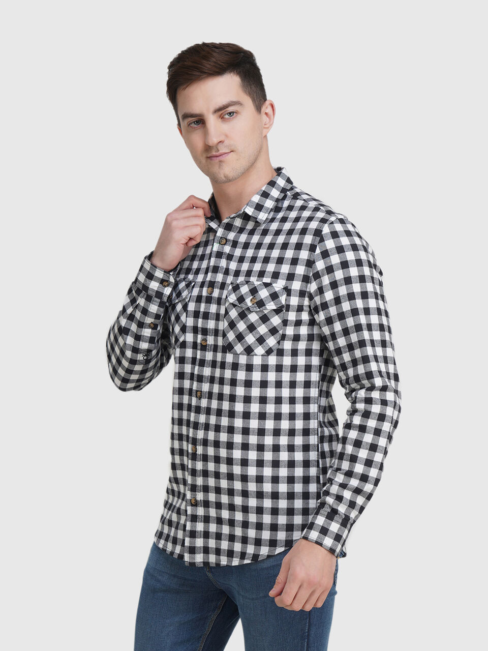 Fill Sleeve Utility Gingham Flannel Shirt image number null