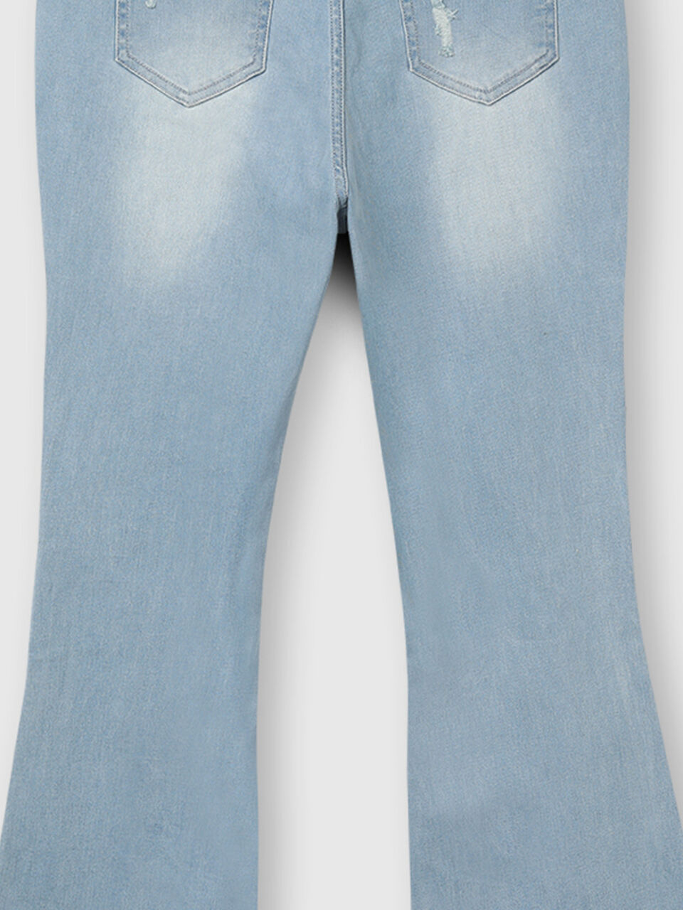 Cotton Jeans with Cropped Boot Cut and Damage image number null