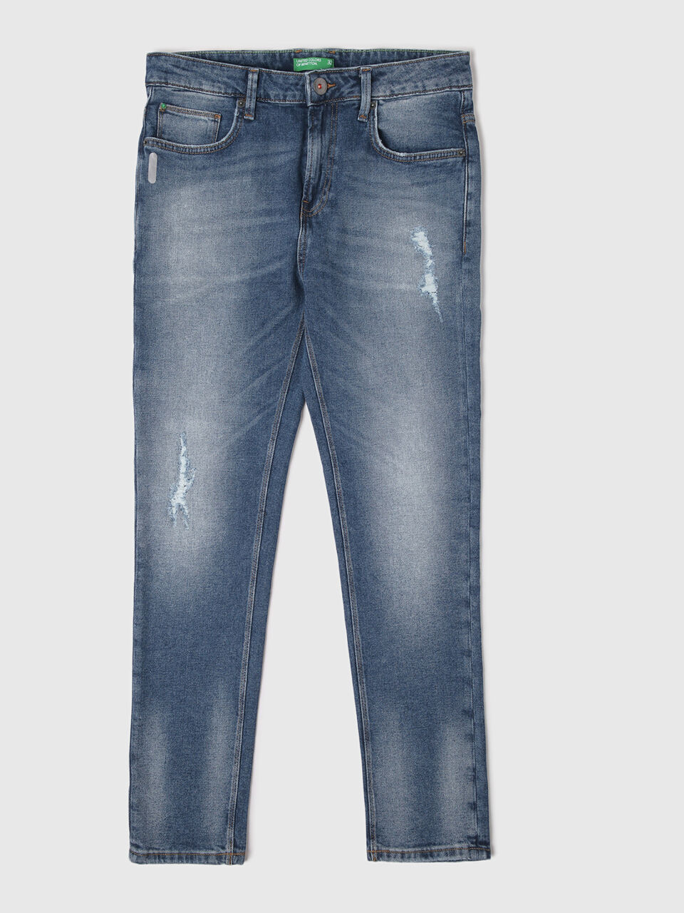 Mid Rise Low Crotch Fit Mid Blue Jeans-Solid image number 1