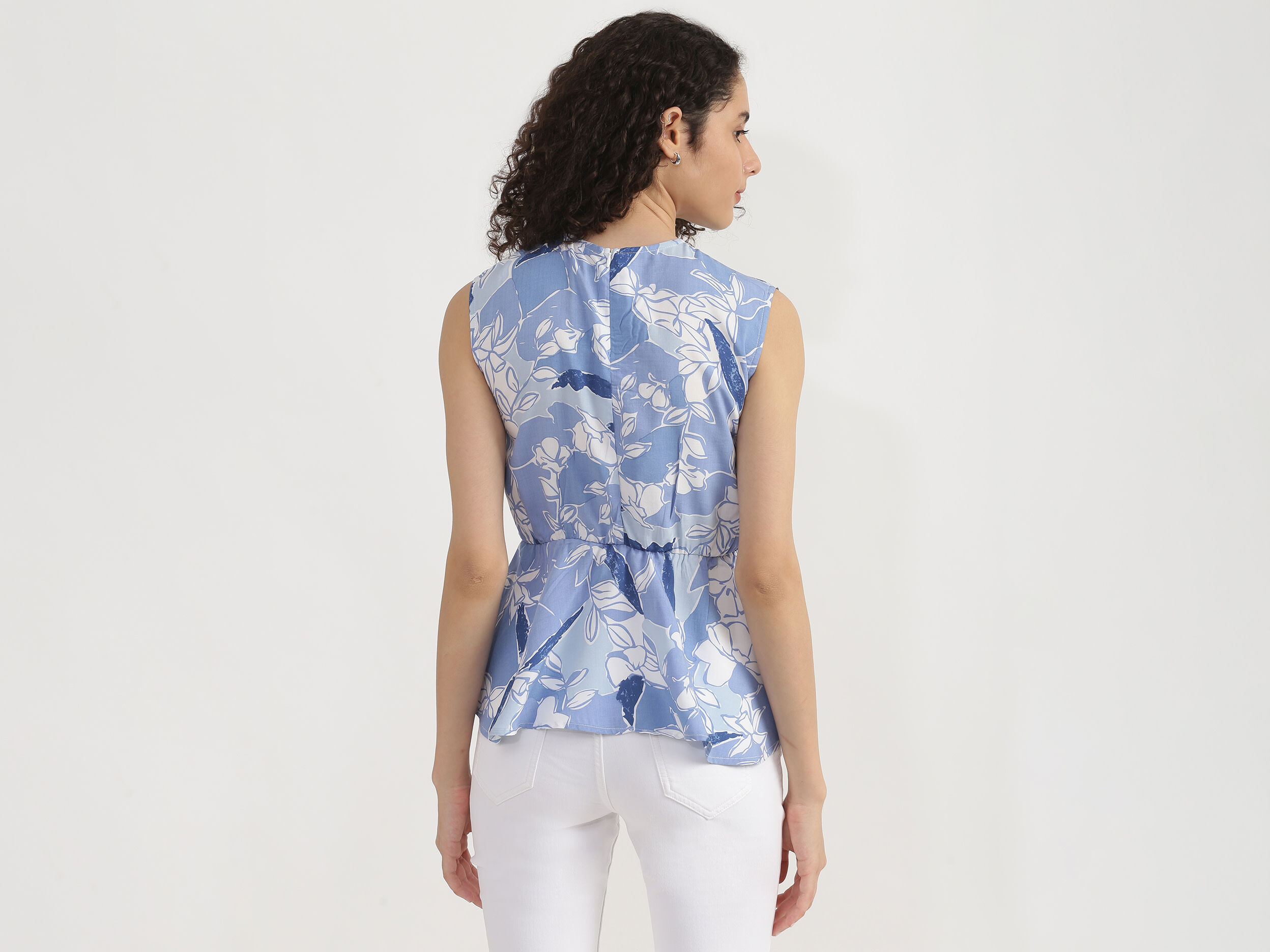 【在庫一掃】 Top Peplum Low High Sleeveless - Benetton | Azul トップス