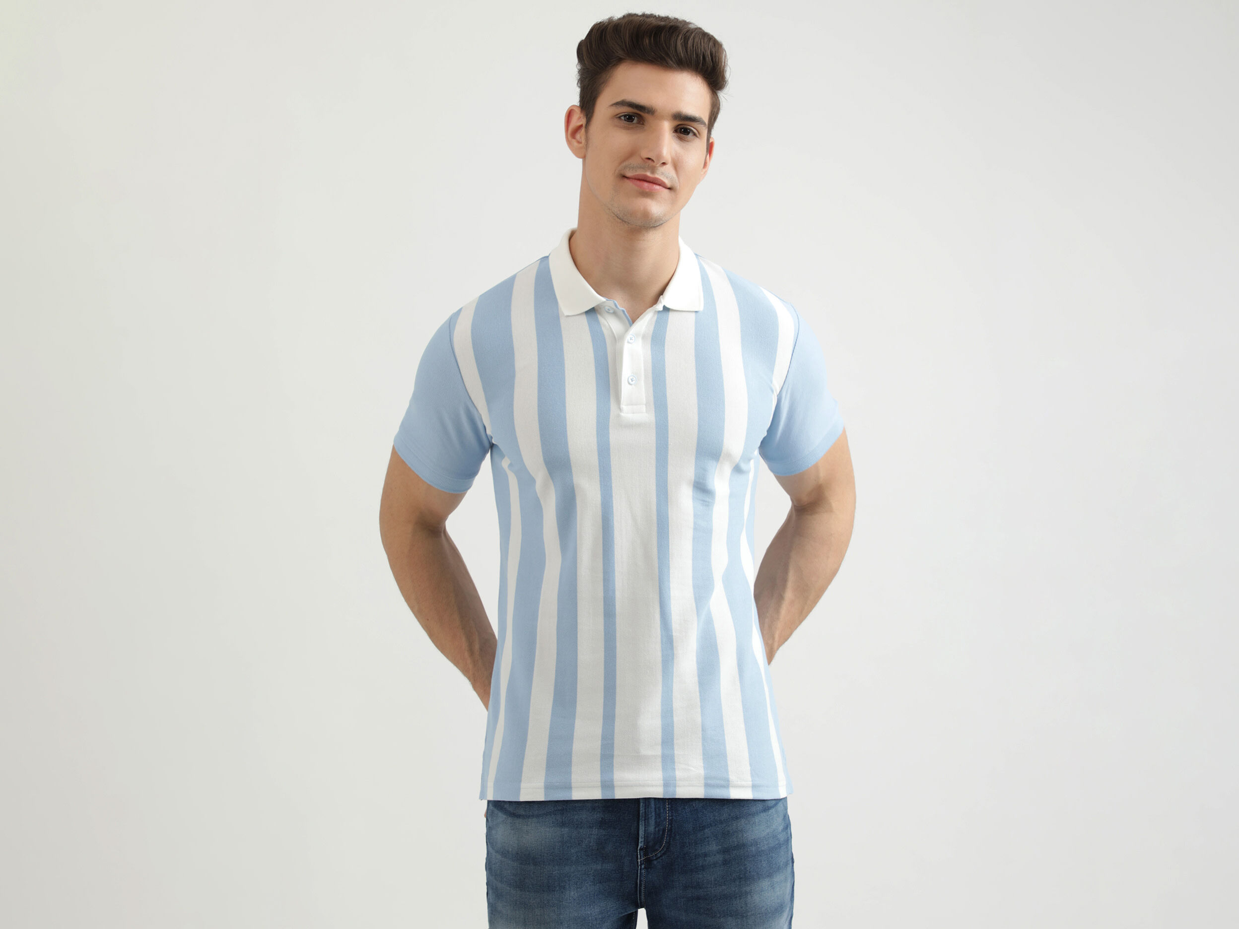 Blue striped polo t shirt outlet