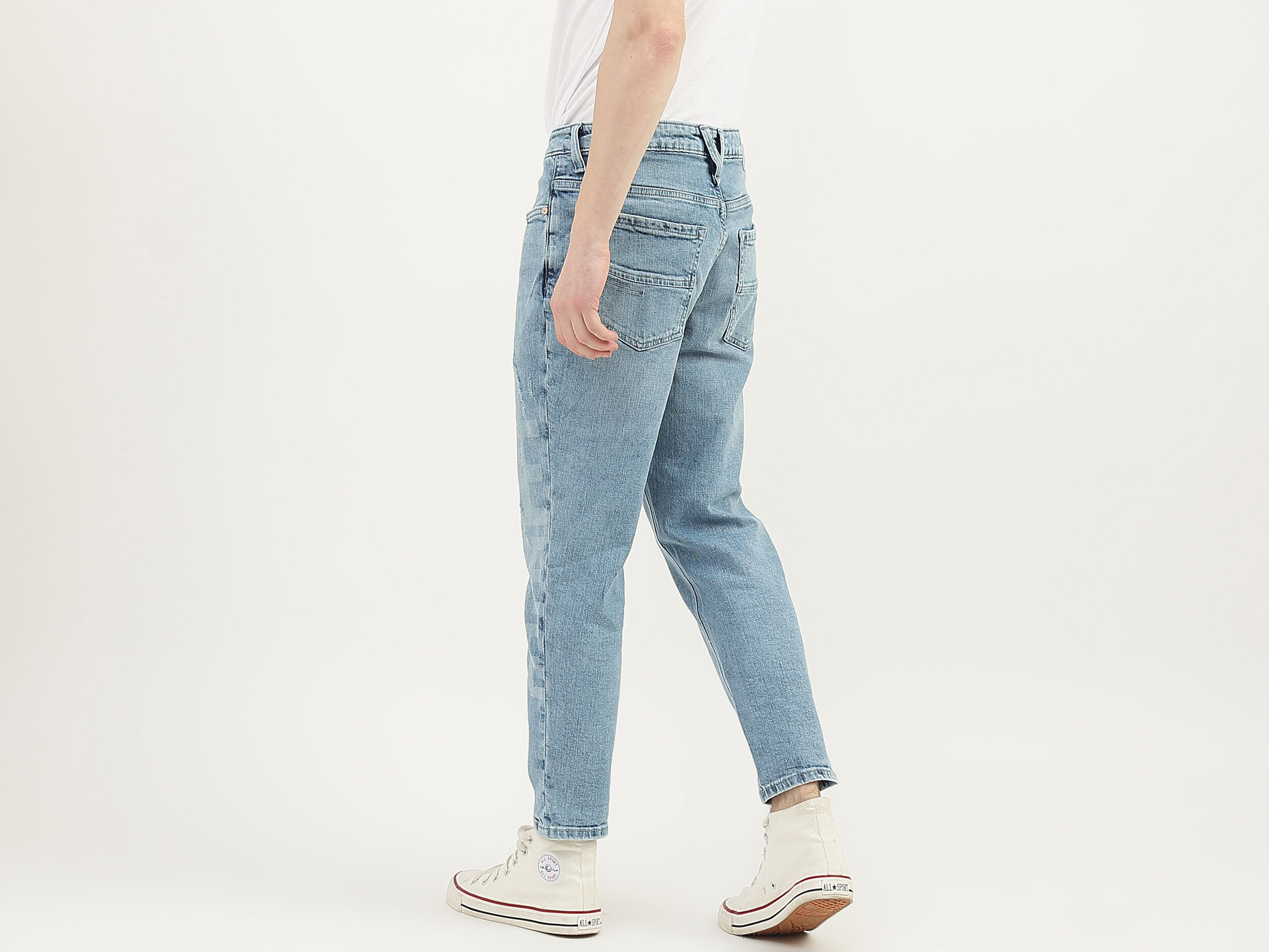 Men Printed Regular Fit Jeans Azul Benetton