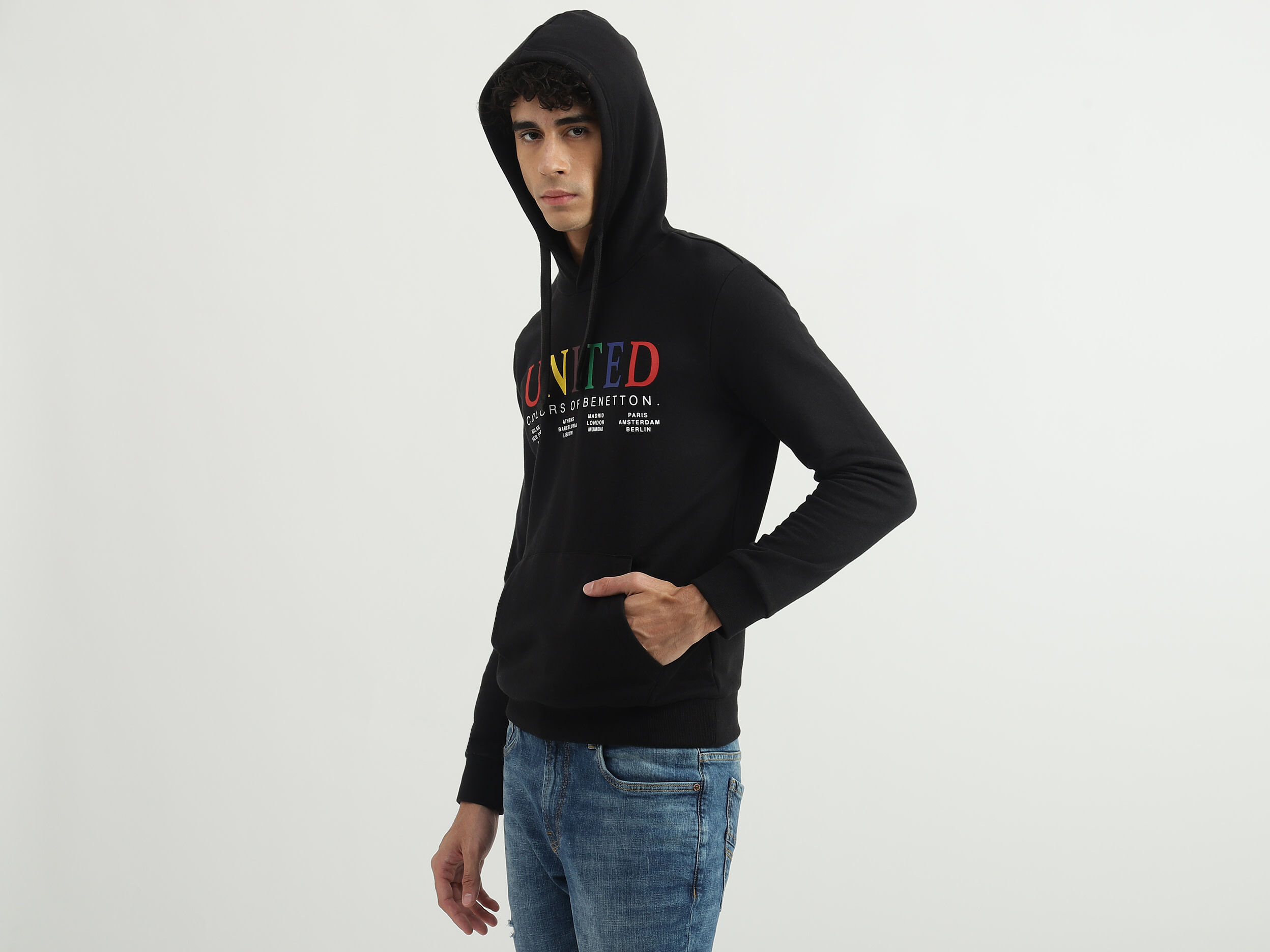 新品【黒・S】Pigment Printed Hooded Sweatshirt