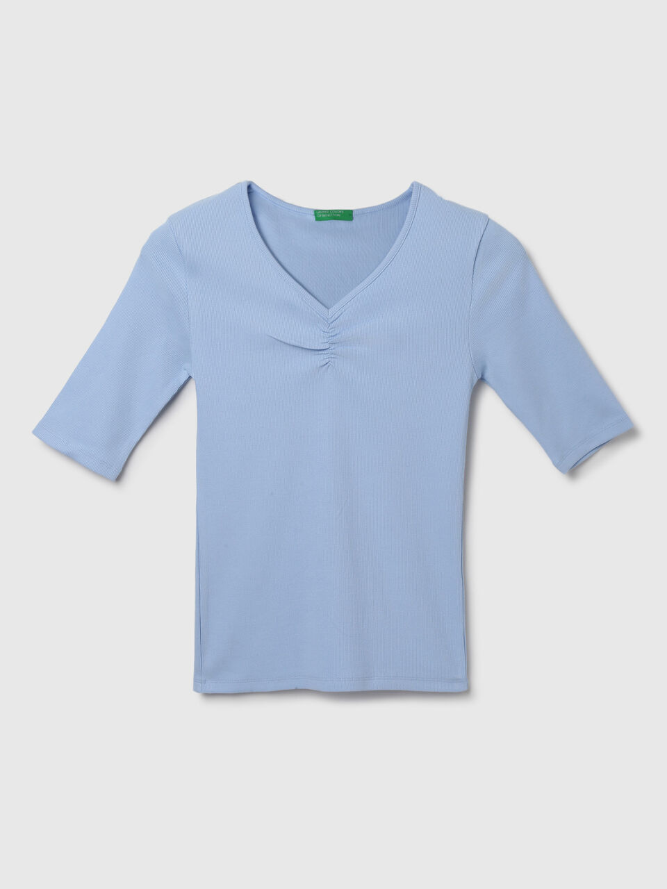H/SLV GATHERED FRONT V NECK TOP image number 1