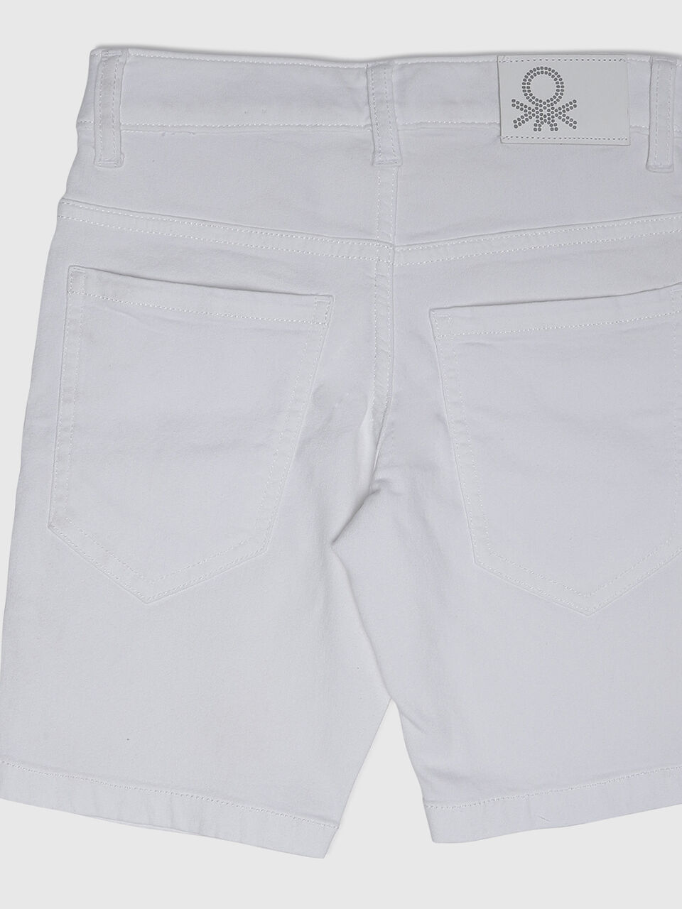White Denim Shorts-Solid image number 1