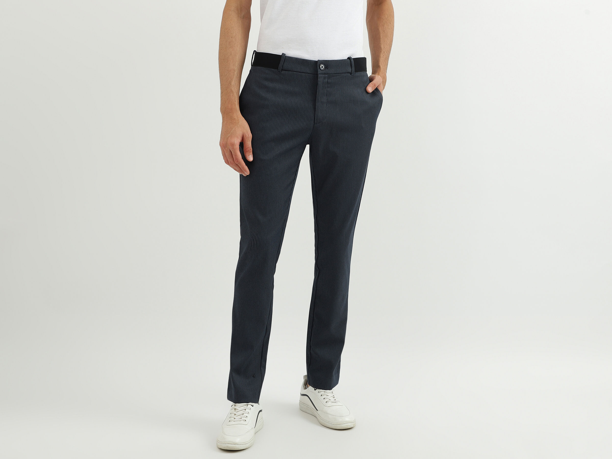 Men Stripe Slim Fit Trouser Azul Benetton