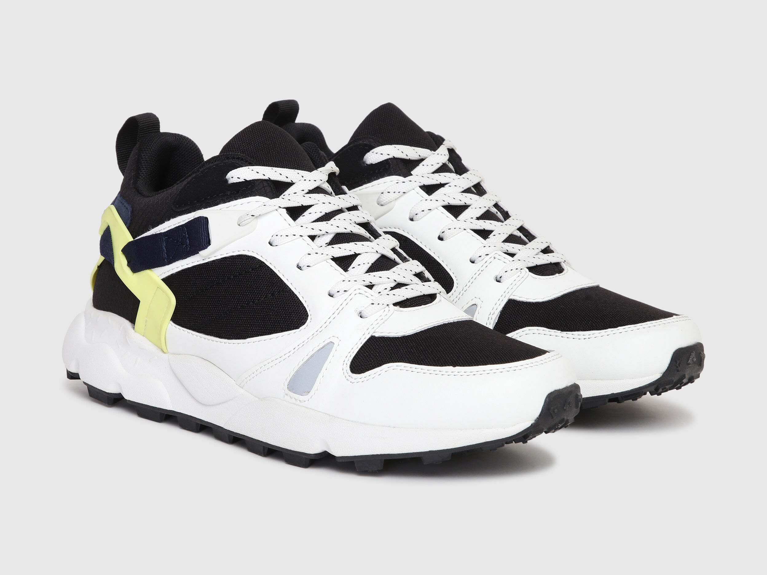 Benetton Men Sporty Black Sneakers Blanco Benetton