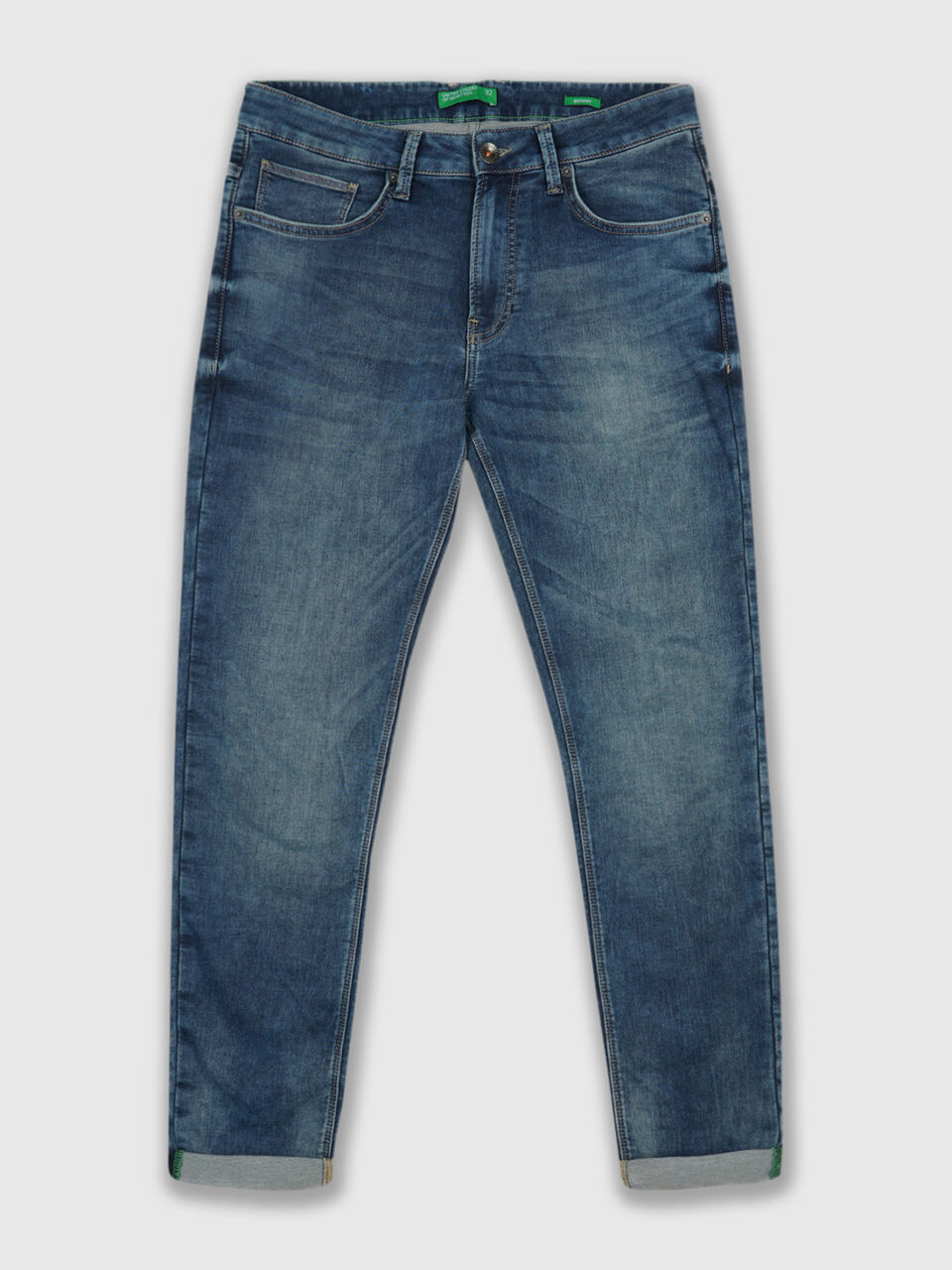 Skinny Fit Towel Wash Knit Blue Jeans image number 1