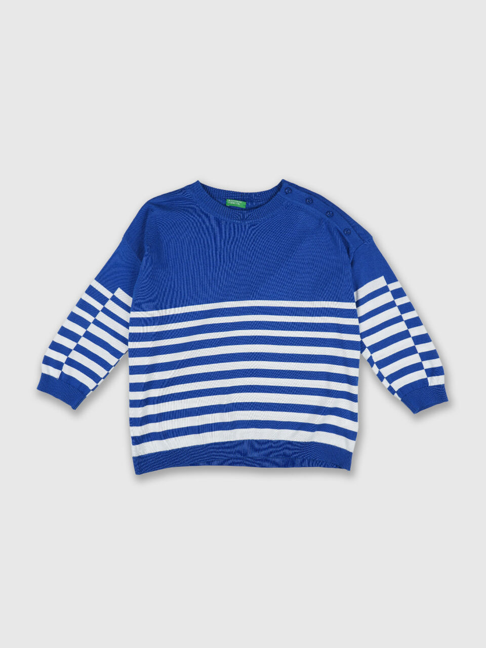 Full Sleeve Stripe Button Shoulder Tricot Top image number 1