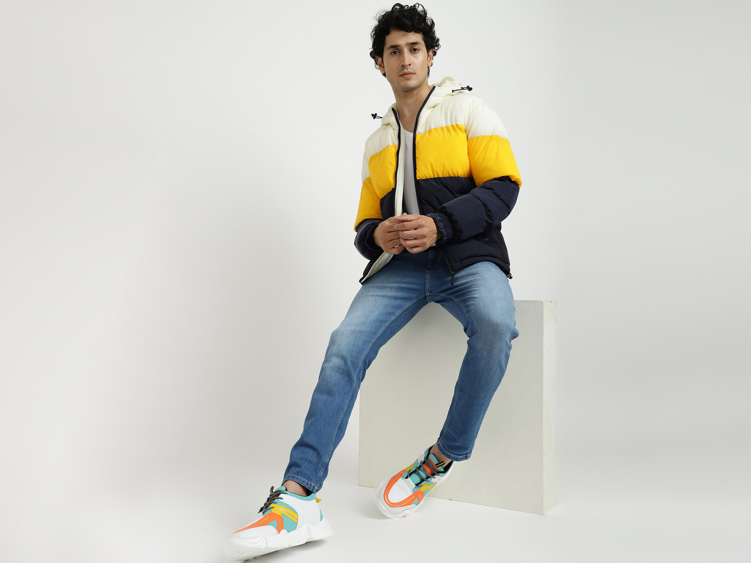 Men Colorblocked Hooded Jacket - Multi-color | Benetton