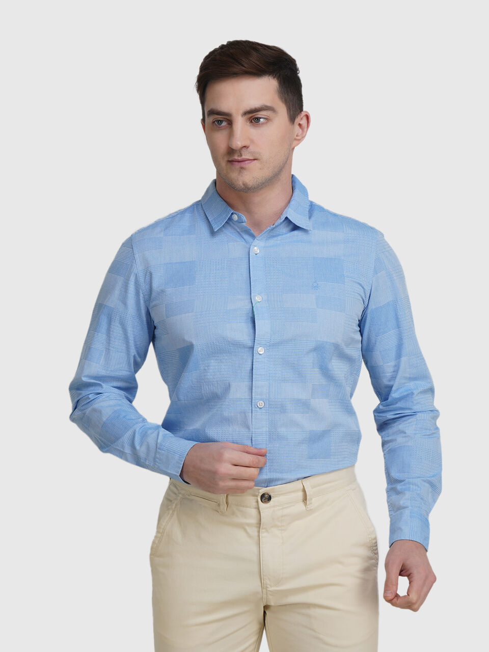 Fill Sleeve Dobby Chambray Shirt image number null