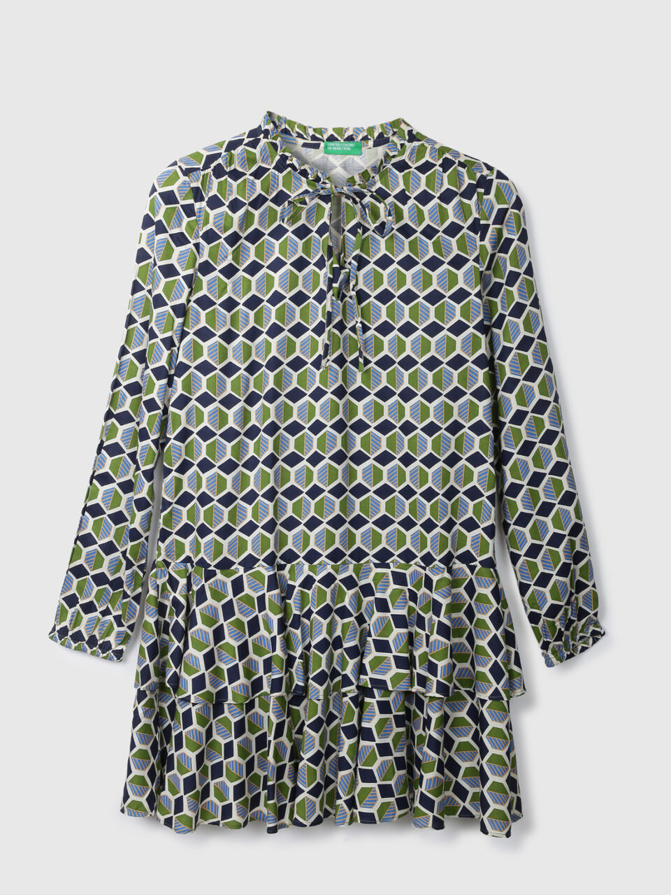 Full Sleeve Tiered Aop Ruffle Dress image number 1