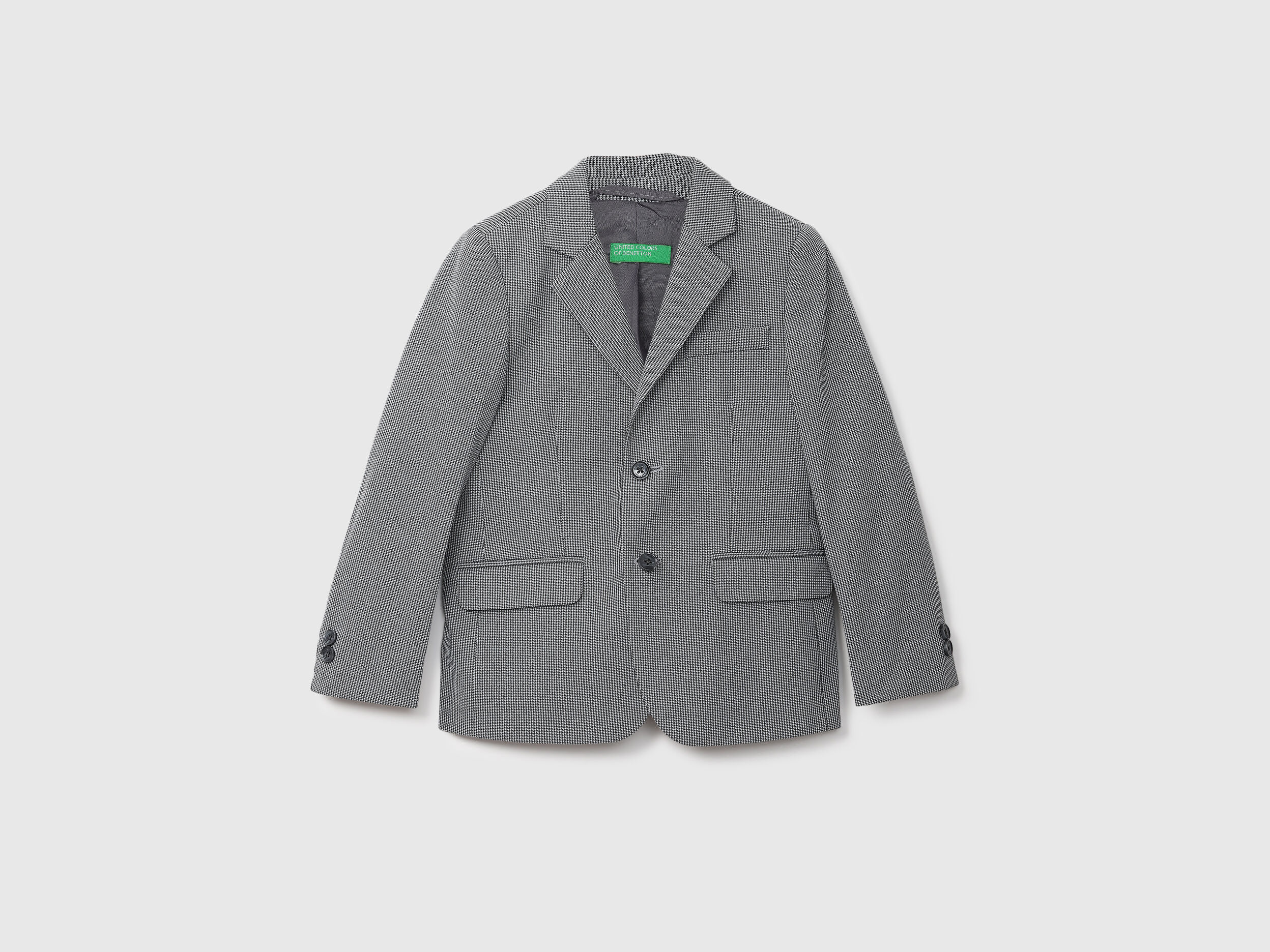 Grey Houndstooth Pattern Blazer - Gris | Benetton