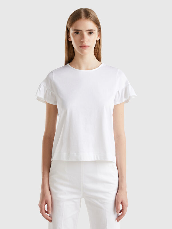 Camiseta con mangas de volantes Mujer