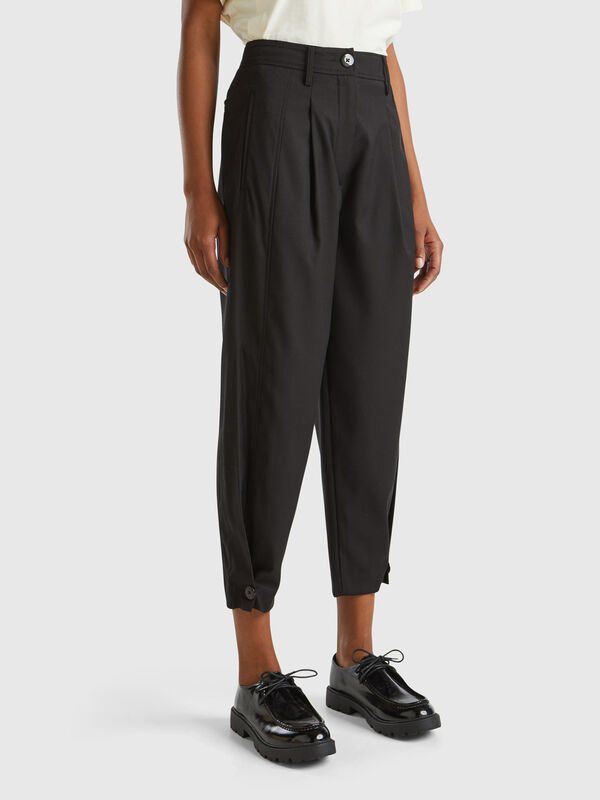Pantalón amplio de lana mixta Pantalón amplio de lana mixta Mujer