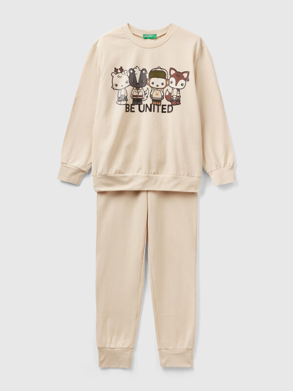 Pijama de mascota de algodón elástico Niño